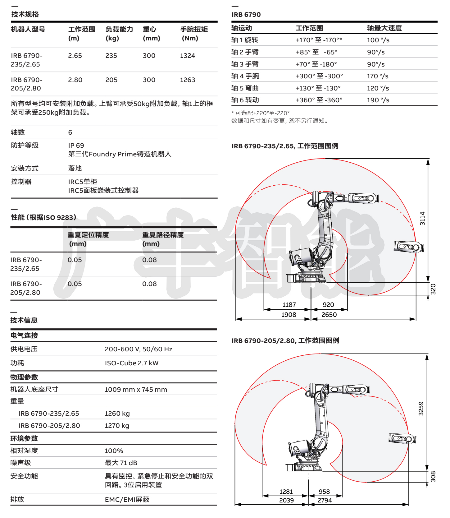 广丰智能ABB IRB 6790-235/2.65铸造版机器人